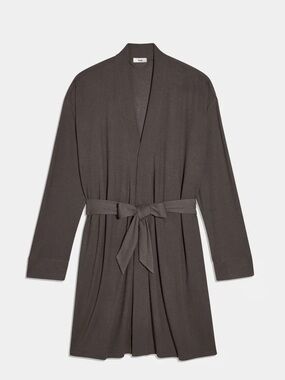 Knix Women’s Modal Rib Robe Grey Pocketed Tie-Waist Loungewear Size XXXL–XXXXL